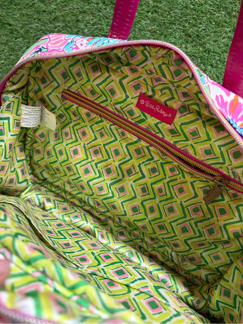 Lilly putlizer Floral Pink Multi Travel Tote Bag - Picture 4 of 8